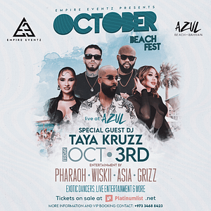 October Beach Fest live at Azul Beach, Bahrain – Nightlife Nightlife Shop Online at Dubai Trades