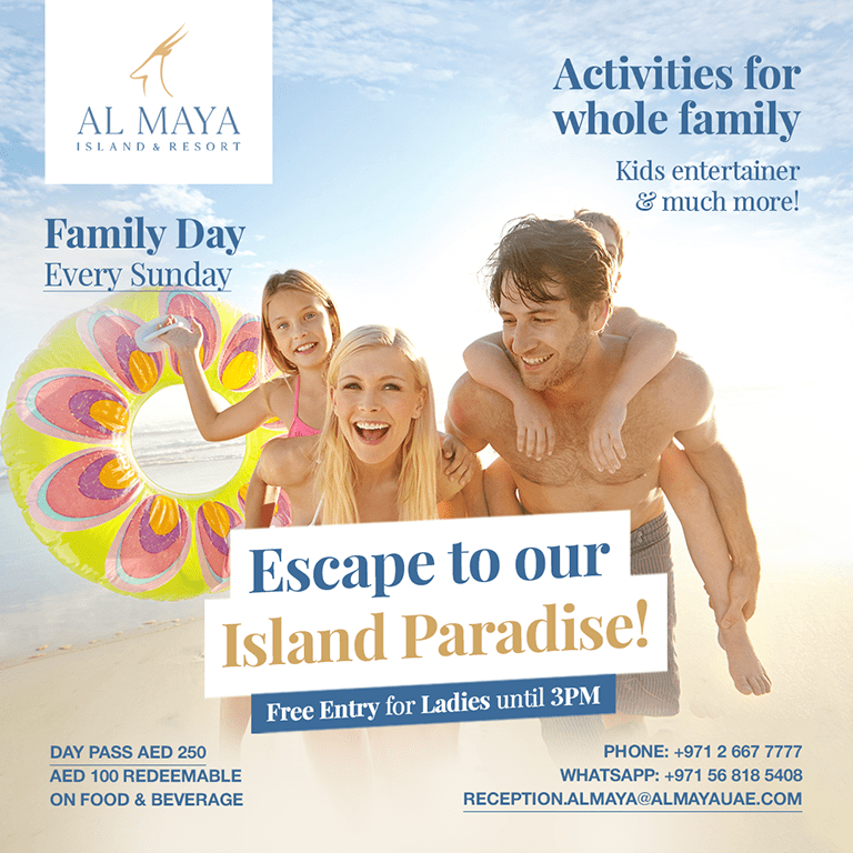Escape to Our Island Paradise! – Al Maya Island & Resort Sunday Pool Party Family Day – Arabic Events Arabic Events Shop Online at Dubai Trades 2
