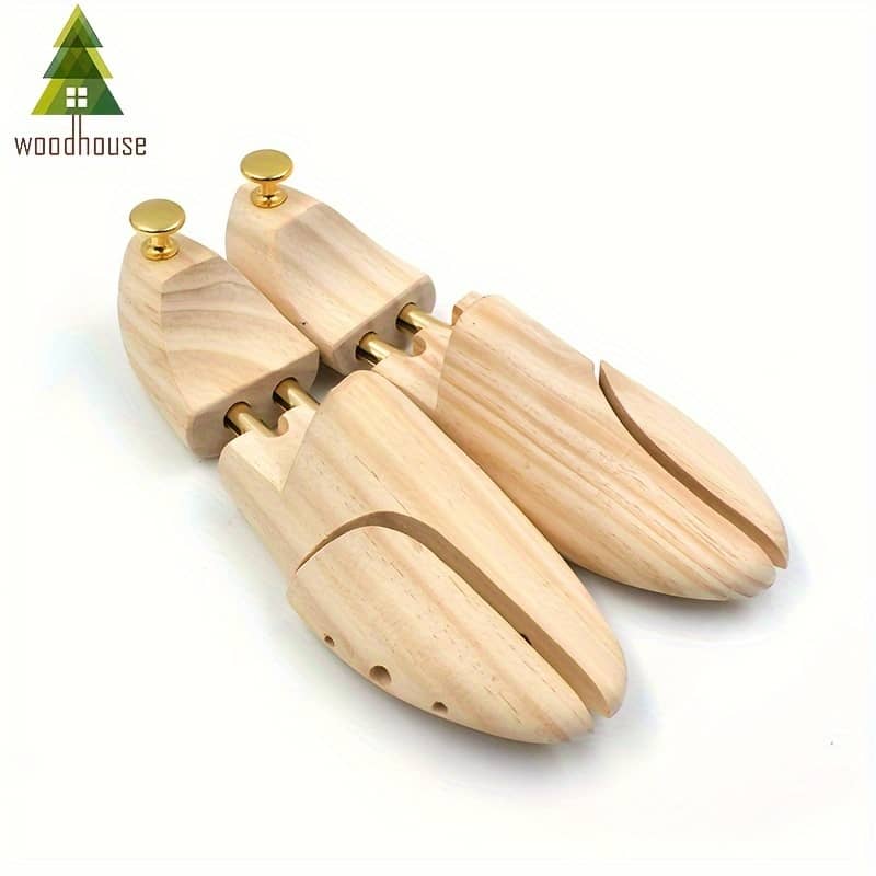 1 Pair Wooden Shoe Trees For Men And Women, Adjustable Shoe Stretcher With Golden Buckle, Footwear Care Accessory, Shoe Accessories Clothing, Shoes & Jewelry Shop Online at Dubai Trades 2