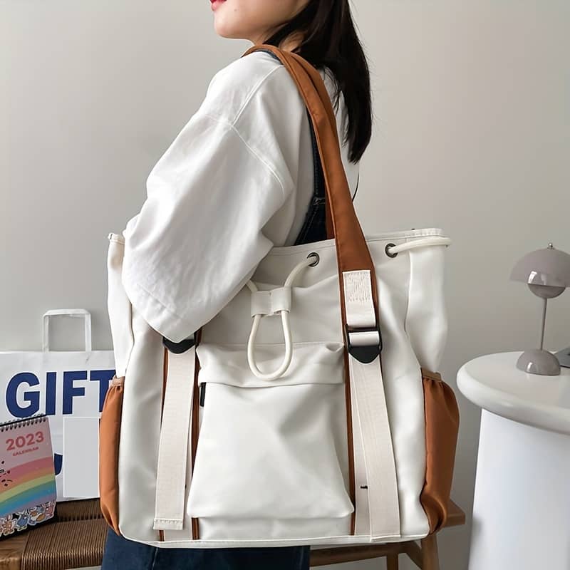 1 Piece Large Capacity Nylon Tote Handbag For Women Black Shoulder Bag Casual Purses Student School Crossbody Bags Clothing, Shoes & Jewelry Shop Online at Dubai Trades 2