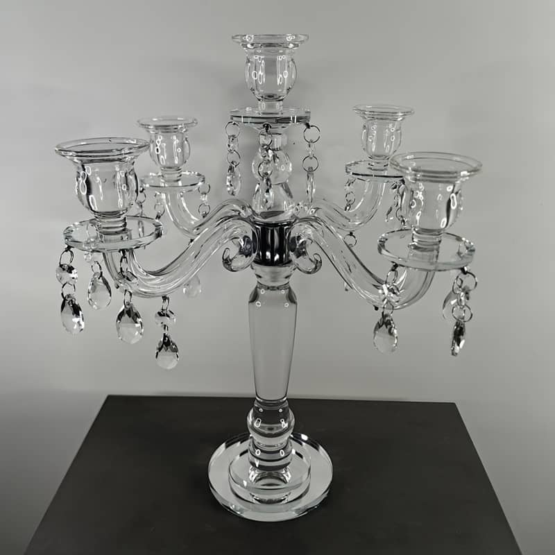 1 Set 5-arm Crystal Candelabra Centerpiece, Tall Glass Candle Holder, Detachable Arms, Elegant Wedding & Housewarming Gift, Crystal Table Decor Candleholders Shop Online at Dubai Trades 2
