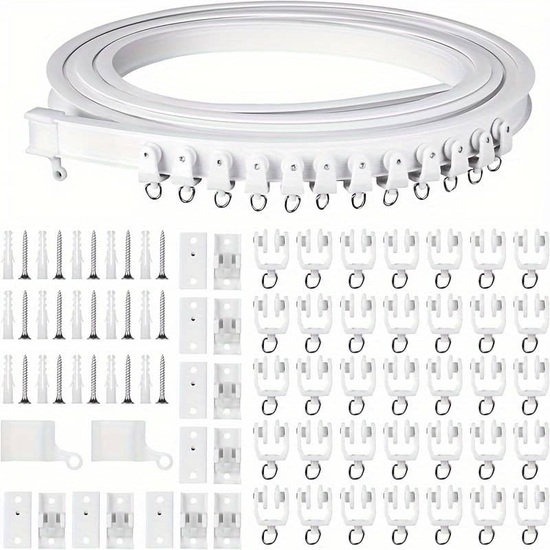 1 Set 5m Ceiling Mounted Curtain Track, Flexible Bendable Curtain Rail With Track Curtain System, Rv Curtain Track, Room Divider, Ceiling Track For Curtains, Home Essential Curtain Tracks Shop Online at Dubai Trades 2