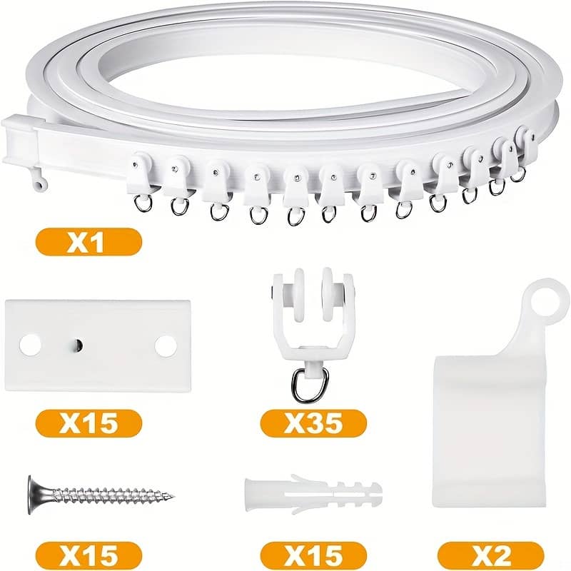 1 Set 5m Ceiling Mounted Curtain Track, Flexible Bendable Curtain Rail With Track Curtain System, Rv Curtain Track, Room Divider, Ceiling Track For Curtains, Home Essential Curtain Tracks Shop Online at Dubai Trades 2