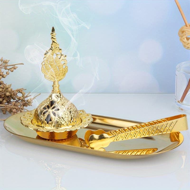 1 Set Cute Handheld Golden With Metal Clip – Middle Eastern Arabian Festival, Home Decor, , Camping, Garden, And Patio – Miniature Desktop Stick Burner Holder Plate Home & Kitchen Shop Online at Dubai Trades 2