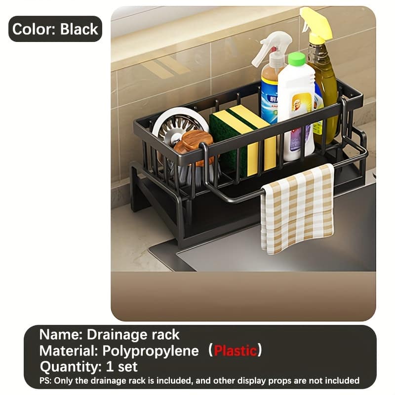 1 Set, Polypropylene (pp) Plastic Kitchen Sink Caddy Organizer, Faucet Over-the-counter Dish Soap Sponge Holder, Steel Wool Storage Rack, Neat And Hygienic For Use Dish Cloth & Sponge Holders Shop Online at Dubai Trades 2