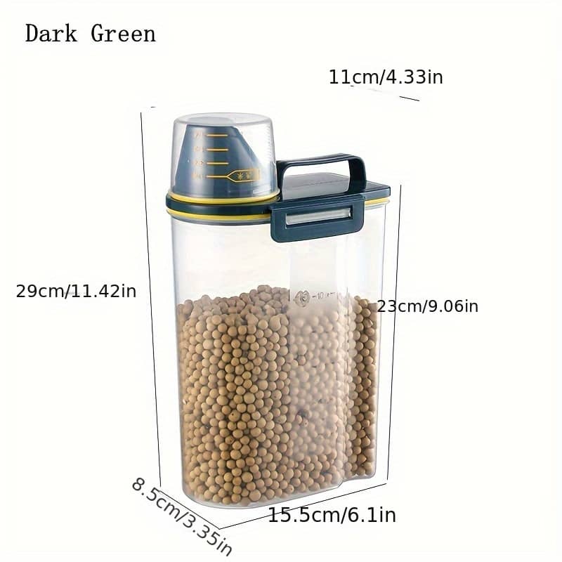 1.5kg/2kg Pet Food Storage Container With Measuring Cup, Plastic Square Moisture-proof Sealed Jar, Uncharged Supplies Accessories Dogs Shop Online at Dubai Trades 2