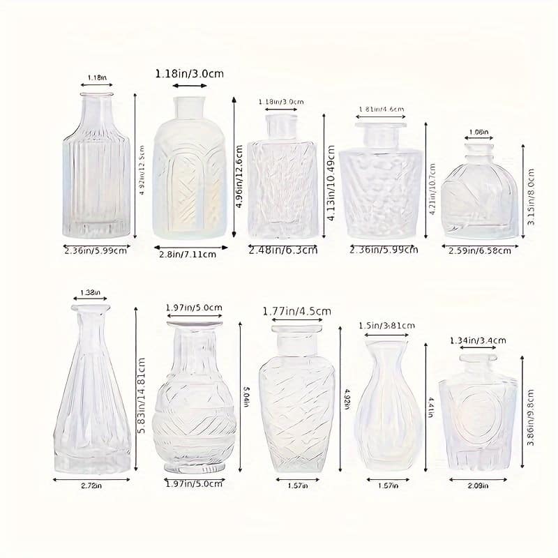 10/20pcs Transparent Simple Vase Set, Suitable For Wedding Home Dining Table Party Decoration Glass Vase Home & Kitchen Shop Online at Dubai Trades 2