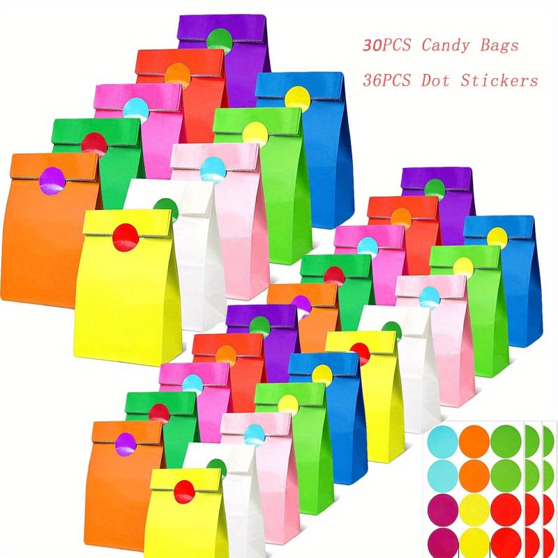 10/30/50pcs, Party Favor Bags, Paper Gift Bags, Candy Goodie Bags With 1/3/5 Sheets Of Stickers For Halloween, Christmas, Birthday, Wedding Parties, Small Business Supplies Gift Bags Shop Online at Dubai Trades 2