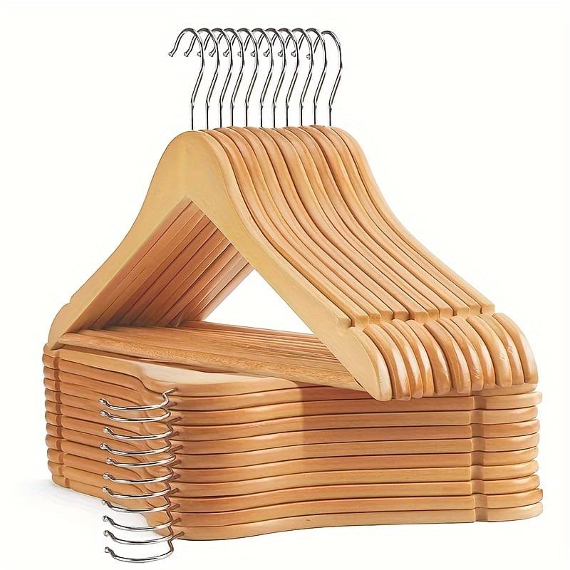 10pcs Edergoo Wooden Hangers With Chrome Swivel Hooks – Lacquered Finish, Notches, Sturdy Construction For Shirts, Coats, Jackets, Dresses, Hangers For Clothes Business, Industry & Science Shop Online at Dubai Trades 2
