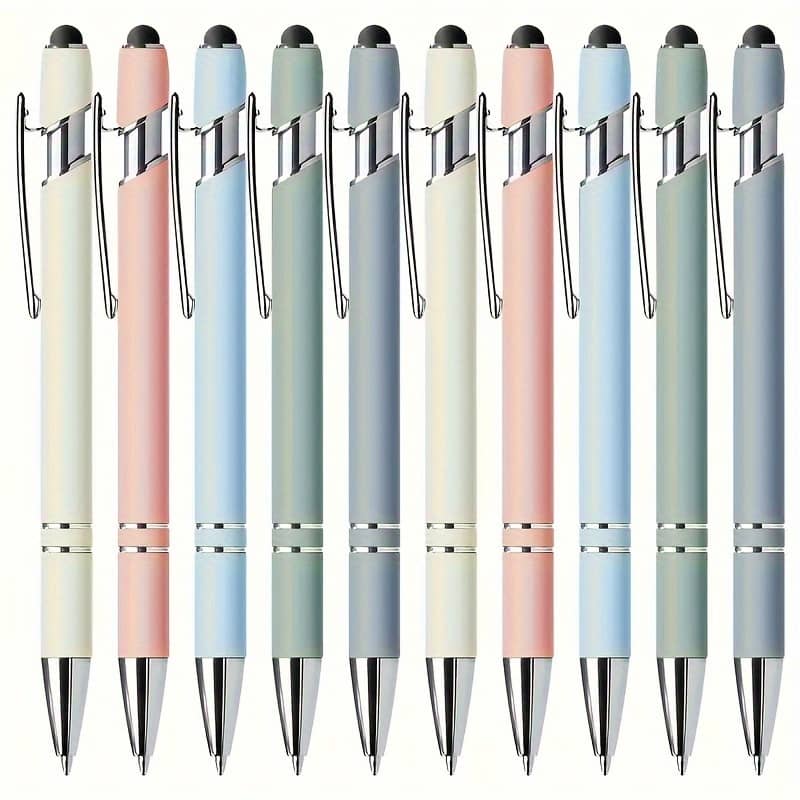10pcs Morandi Color Ballpoint Pens With Stylus Tip, Smooth Writing & Precise Touchscreen Control, Perfect Easter Gift For Office, School & Daily Use. Ballpoint Pens Shop Online at Dubai Trades 2
