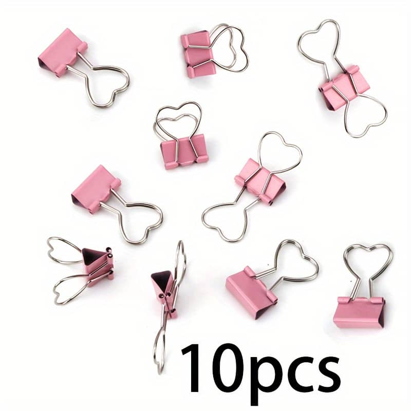 10pcs Pink Heart-shaped Long Tail Metal Clips For Paper, Notes, Photos, And Documents Organization – Office, Home, School, And Crafting Accessories Book Covers & Book Accessories Shop Online at Dubai Trades 2