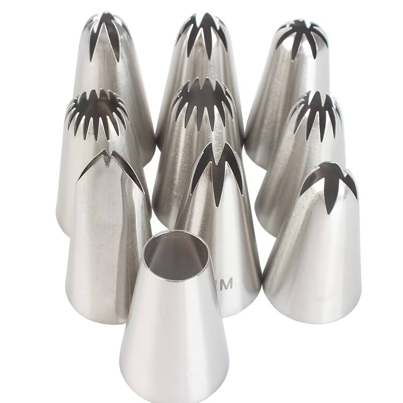 10pcs Stainless Steel Icing Piping Tips Set – Cake Decorating Nozzles For Cupcakes, , And Cream Puffs – Food Grade Safe Baking Tools And Desserts – Durable And Easy To Clean Bakeware Shop Online at Dubai Trades 2