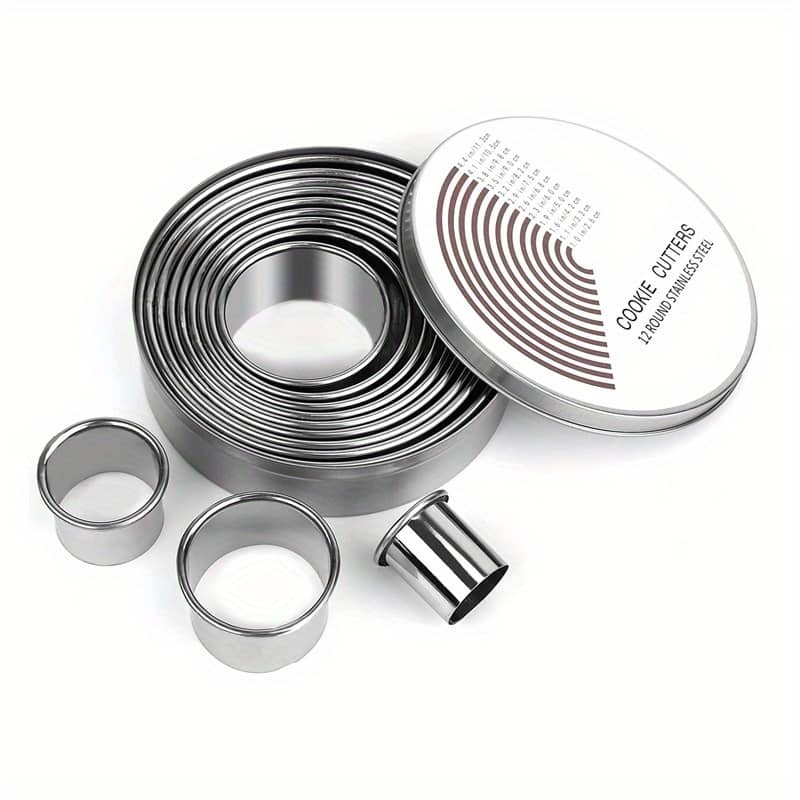 12pcs, Cake Mold Rings, Stainless Steel Mousse Cake Ring, Round Cookie Cutters, Pancake Molds, Baking Tools, Kitchen Gadgets, Kitchen Accessories, Home Kitchen Items Bakeware Shop Online at Dubai Trades 2