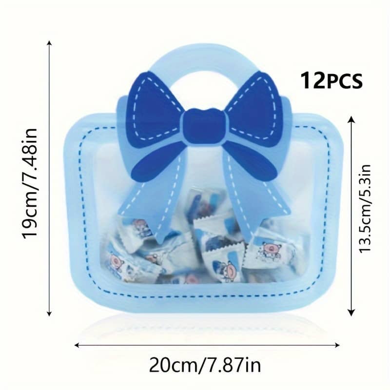 12pcs Elegant Bow-themed Gift Bags – Durable Plastic, Self-standing Pouches With Colorful Patterns For Candy & Small Presents, Ideal For Party Favors & Crafts, Small Gift Bags Gift Bags Shop Online at Dubai Trades 2