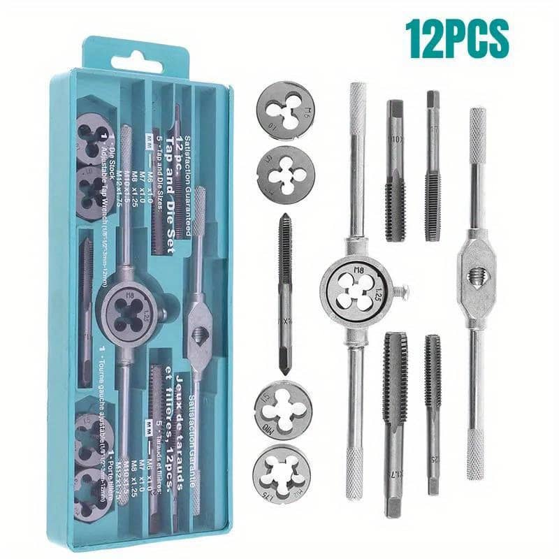 12pcs Metric Screw Tap And Die Set, M6-m12, Alloy Threading Tools With Straight Taper Taps, Machining Kit For Diy And Repair Work Business, Industry & Science Shop Online at Dubai Trades 2