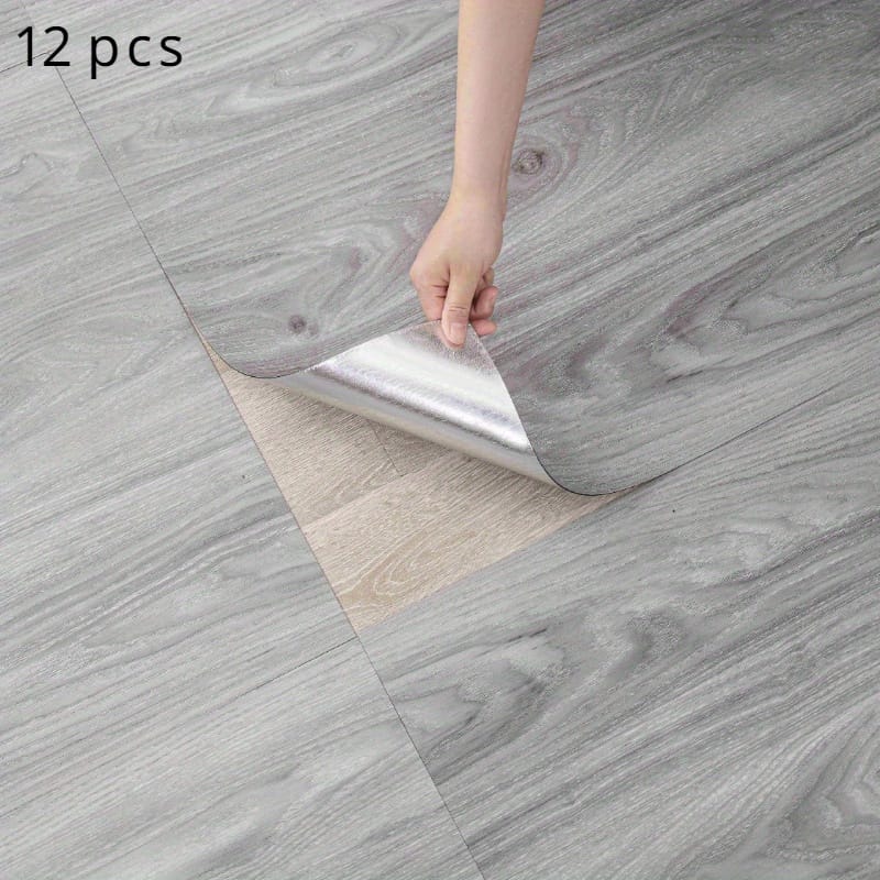 12pcs Wood Grain Floor Tiles, 11.8×11.8in – Waterproof Vinyl Flooring Rolls, Self-adhesive For Diy Home Decor In Living Room & Bedroom Building Materials Shop Online at Dubai Trades 2