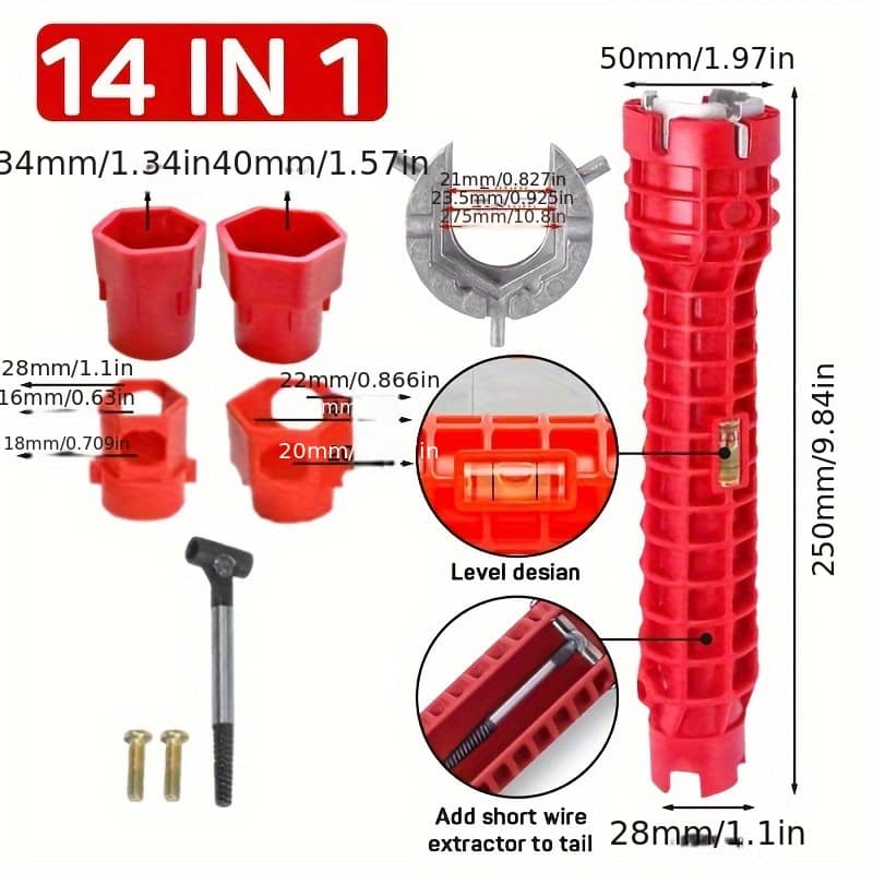 14-in-1 Sink & Faucet Repair Wrench – Abs, Anti-slip Long Handle For Kitchen & Bathroom Plumbing Business, Industry & Science Shop Online at Dubai Trades 2