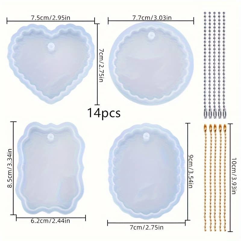 14pcs/set Epoxy Uv Resin Mold Love Heart Shape High Mirror Dly Pendant Silicone Molds Resin Mold Kit Arts, Crafts & Sewing Shop Online at Dubai Trades 2