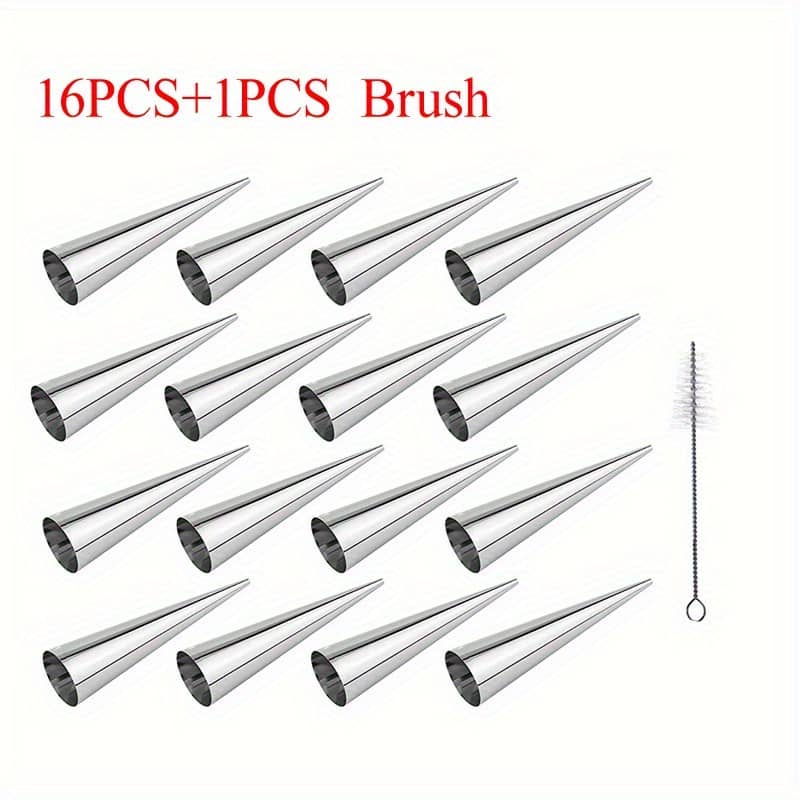 17-piece Stainless Steel Cream Horn Molds Set – Uncharged Spiral Croissant Cone Tubes For Baking Pastry, Cookie Desserts – Essential Kitchen Bakeware Tools. Bakeware Shop Online at Dubai Trades 2