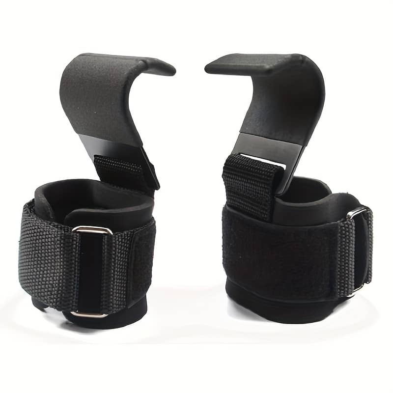 1pair Weight Lifting Hooks, Hand Grip Support Wrist Straps For Men And Women, 8mm Thick Padded Neoprene Wrist Band For Powerlifting & Pull Up Bar Exercise & Fitness Shop Online at Dubai Trades 2
