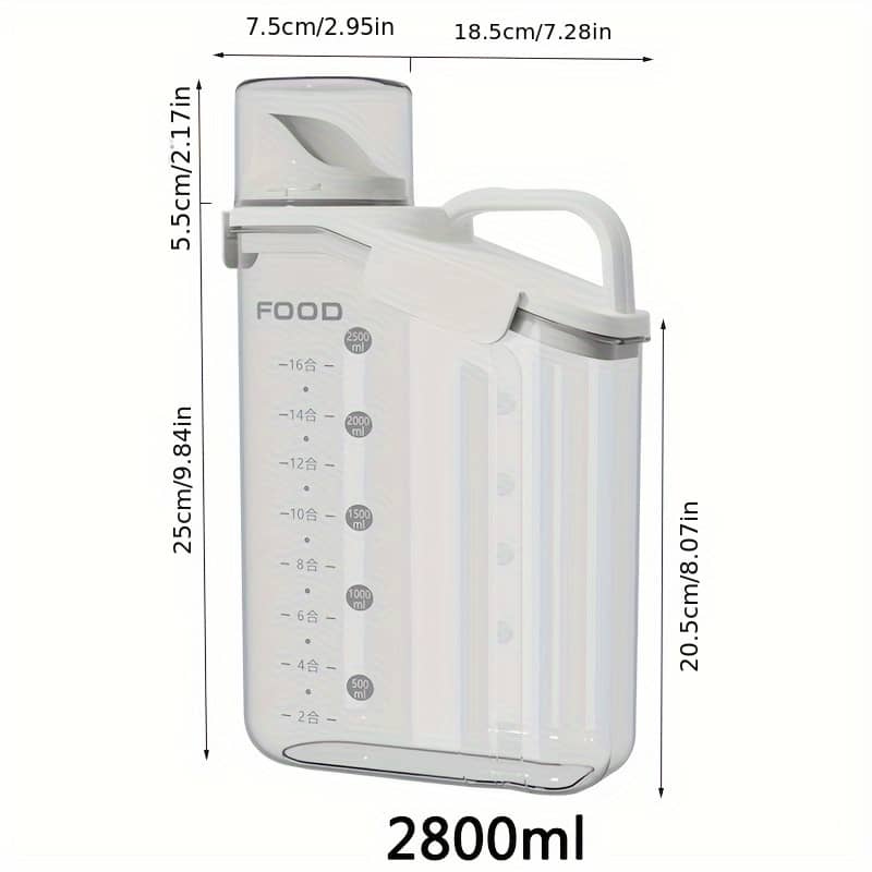 1pc 2000ml/2800ml Pet Food Storage Container With Scale – Airtight Dry Food Bin With Measuring Cup And Handle – Moisture-proof Food Dispenser For Easy Feeding Cats Shop Online at Dubai Trades 2