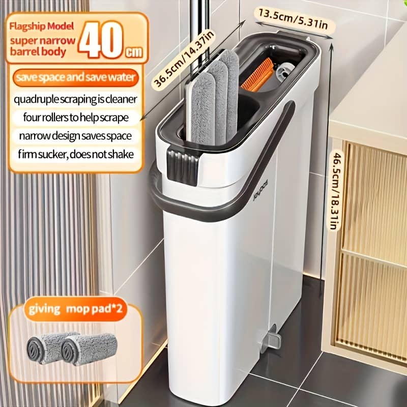1pc, 2024 New Handwash-free Mop, Stainless Steel, No-power Required, Multi-use For Living Room, Bedroom, Outdoor, Bathroom, Floor Cleaning, With Bucket Set Cleaning Supplies Shop Online at Dubai Trades 2