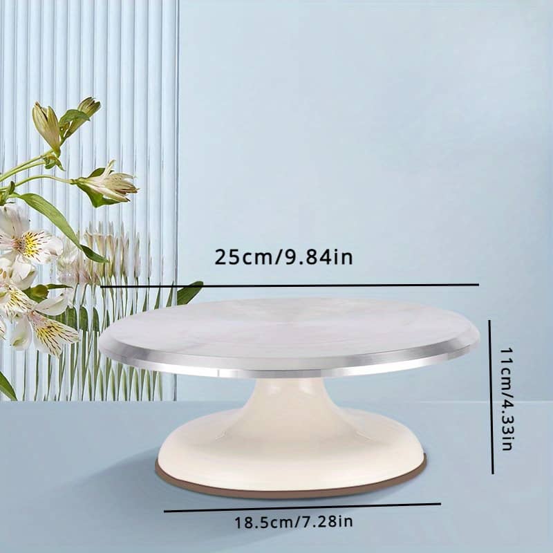 1pc, Aluminum Alloy And Plastic Cake Turntable, 10 Inch, Rotating Dessert Display Stand, For Cake Decorating Tools, Baking Tools, Kitchen Gadgets, Kitchen Accessories Baking Tools Shop Online at Dubai Trades 2