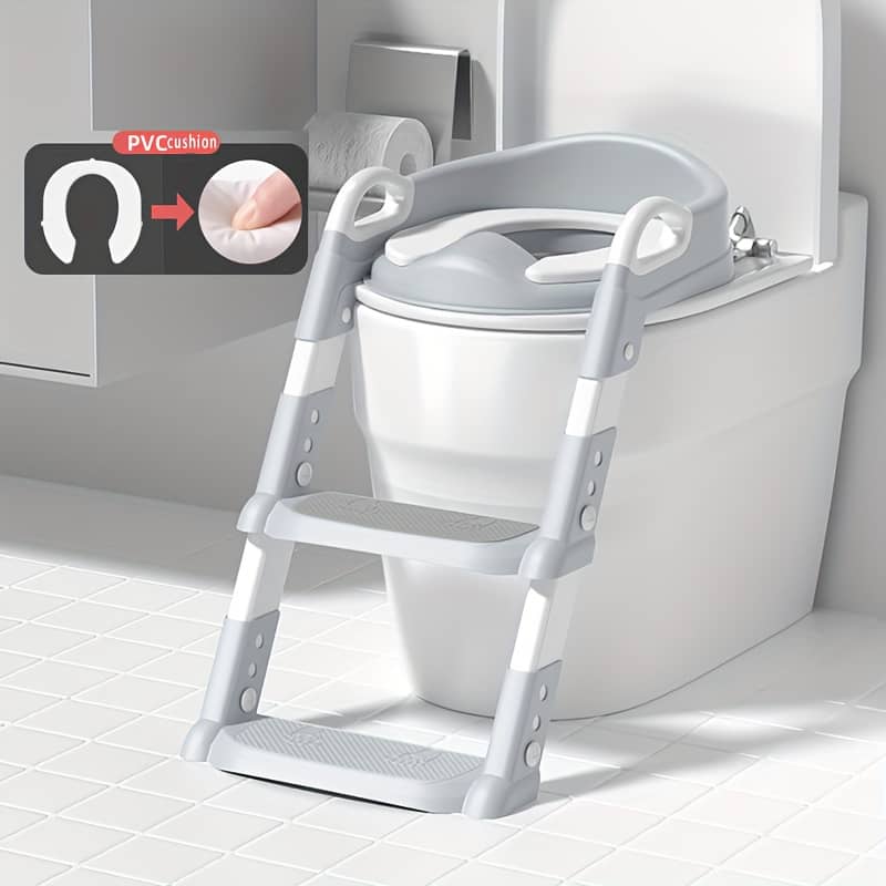1pc Children’ Toilet, Folding Potty Training Seat With Step Stool, Ladder For Kids Toddlers Girls Boys, Comfortable Cushion Design, Anti-slip, Adjustable 6-gears Height Bath Shop Online at Dubai Trades 2
