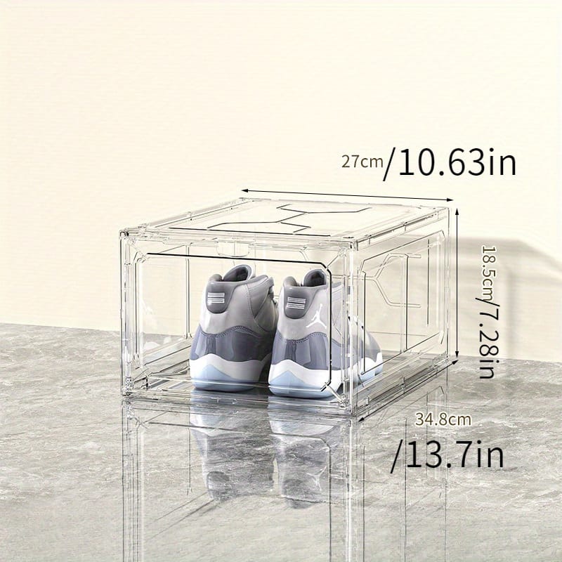 1pc Clear Acrylic Shoe Organizer – Foldable Sneaker Display Rack, Stackable Design For Home, Office & Living Room – Space-saving Pp Material Storage Solution Clothing, Shoes & Jewelry Shop Online at Dubai Trades 2