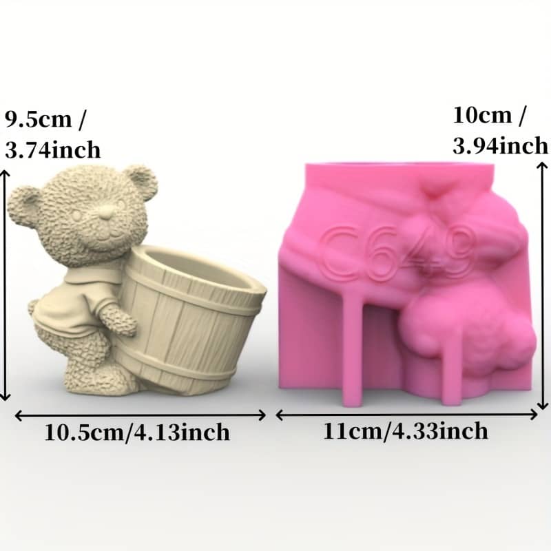 1pc Cute Bear Silicone Mold For Succulent Plant Pot, Plaster Mold And Resin Casting, Decorative Bear Flower Pot Mold Arts, Crafts & Sewing Shop Online at Dubai Trades 2