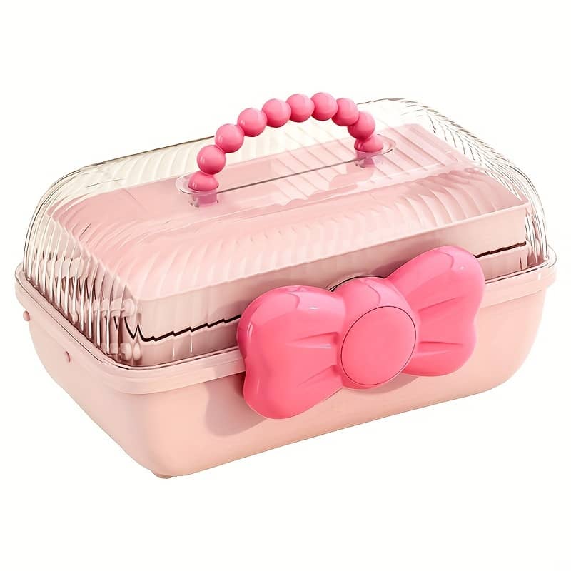 1pc Cute Cartoon Style Storage Box, Hairpin Headwear Cosmetic Storage Box, Large Capacity Organizer, Transparent Jewelry Box Container, Storage Supplies Bath Shop Online at Dubai Trades 2