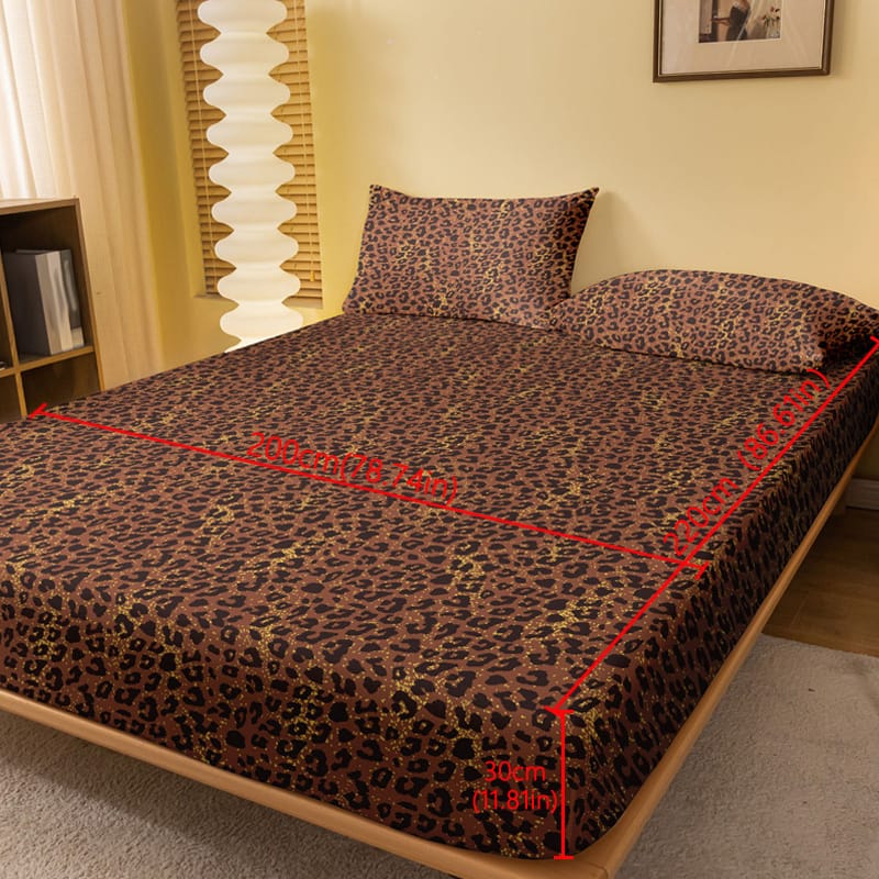 1pc Fitted Sheet, Leopard Pattern Printed Bedding, Brushed Soft Comfortable Breathable Fitted Sheet For Bedroom, Guest Room, Fitted Bed Sheet Only Bedding Shop Online at Dubai Trades 2