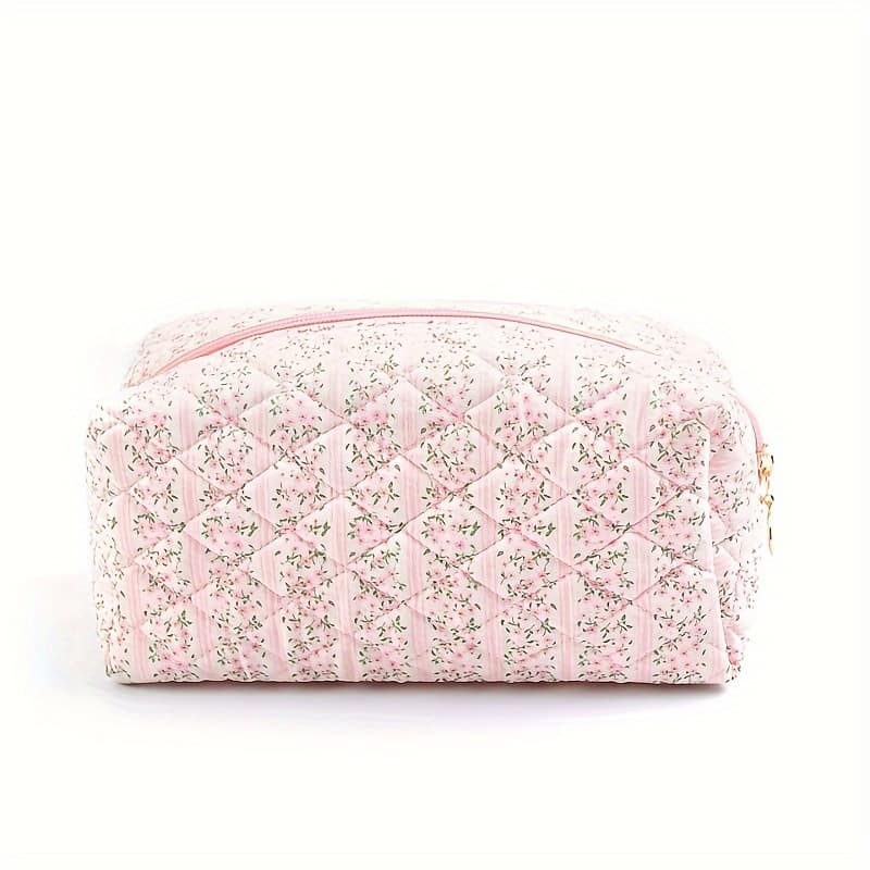 1pc Floral Quilted Makeup Bag, Travel Zipper Cosmetic Pouch, Toiletry Organizer Holiday Gift For Women And – Mother’s Day Gifts Bags & Cases Shop Online at Dubai Trades 2
