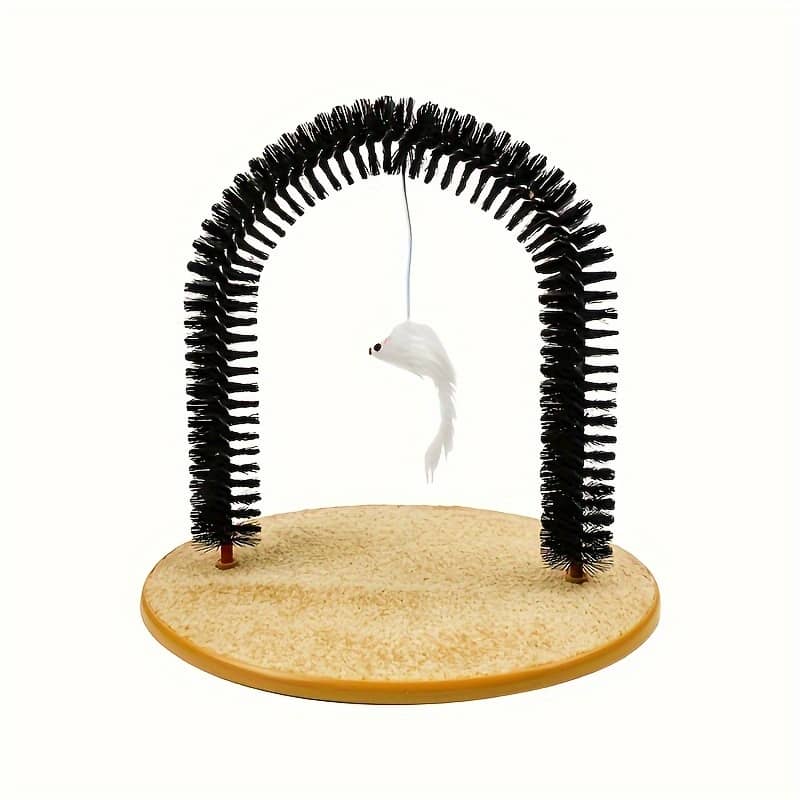 1pc Foldable Pvc Cat Self-groomer Arch – Multi-functional 4-in-1 Cat Hair Brush, Scratcher, And Grooming Tool For All Ages, Space-saving Design, No Battery Required Cats Shop Online at Dubai Trades 2