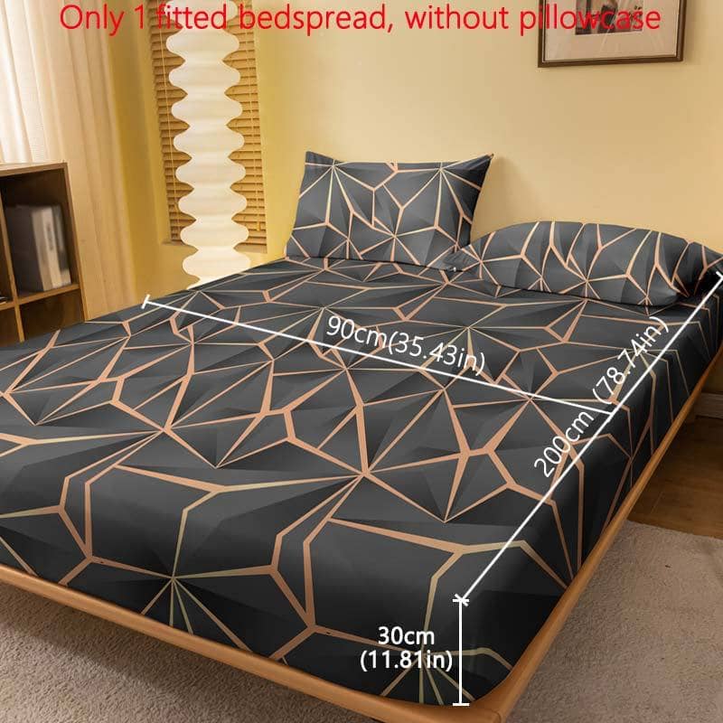 1pc Geometric Pattern Quilted Bedspread, 100% Polyester Brushed Microfiber, Print Sheet For Bedroom, Machine Washable, 80-85gsm Weight, Elasticized , Without Pillowcase Bedding Shop Online at Dubai Trades 2