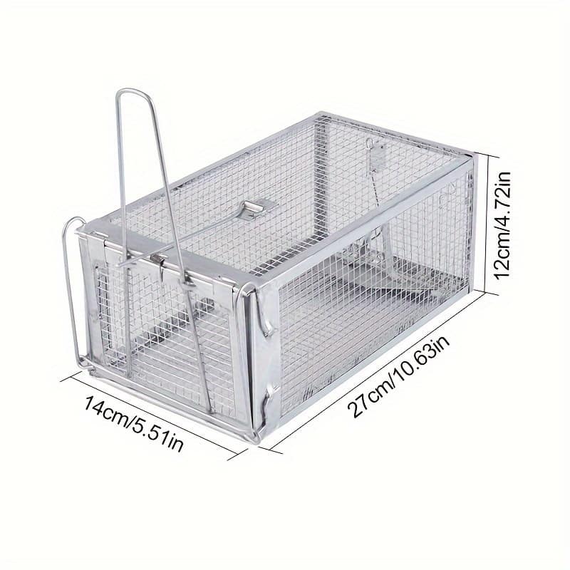 1pc, Heavy-duty Metal Rat Trap Cage, 10.63in X 5.5in X 4.72in, Reusable Rodent With Auto Door Lock Bait Plate For Indoor Control Patio, Lawn & Garden Shop Online at Dubai Trades 2