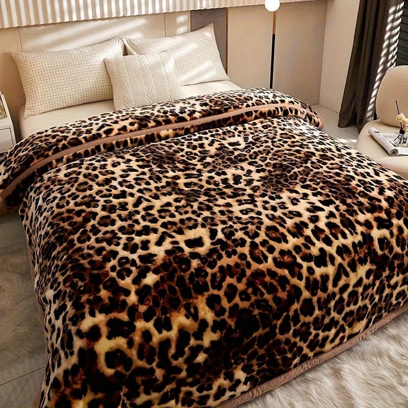 1pc Leopard Print Flannel Blanket – Luxurious In Brown, Black & Beige – Bedroom, , Living Room, Dorm, Car, Sofa & Travel – Versatile Design Bed Blankets Shop Online at Dubai Trades 2