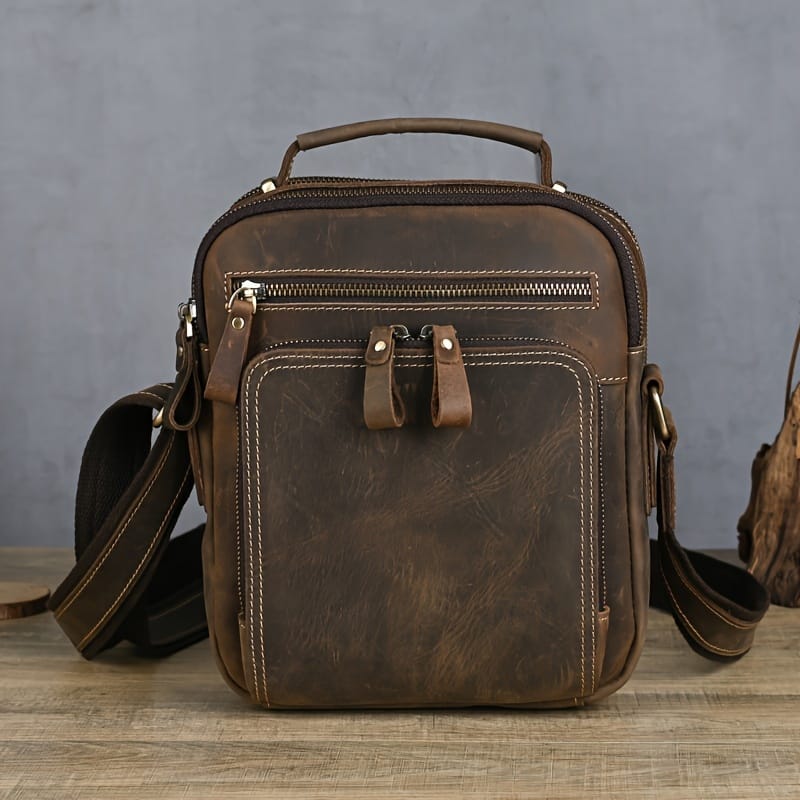 1pc Men’s Genuine Leather Shoulder Bag, Vintage Cowhide Casual Multifunctional Crossbody Bag Clothing, Shoes & Jewelry Shop Online at Dubai Trades 2