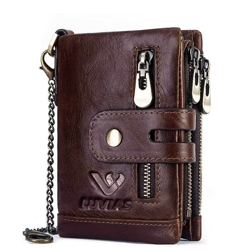 1pc Men’s Retro Top Layer Cowhide Minimalist And Stylish Wallet, With Chain Strap Holder Accessories Shop Online at Dubai Trades 2