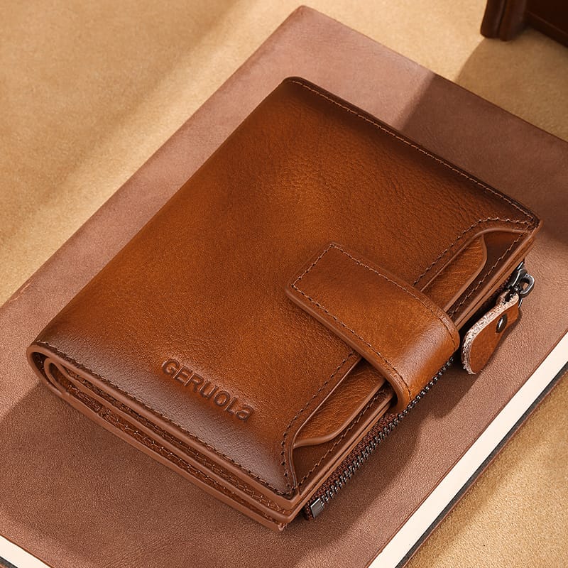 1pc Men’s Short Wallet, Retro Top Layer Cowhide Multifunctional Card Holder Accessories Shop Online at Dubai Trades 2