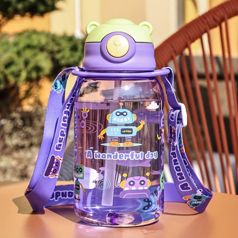1pc Portable Cute Plastic Straw Cup With Strap, Outdoor Running Fitness Sports Water Bottle Sports & Outdoor Recreation Accessories Shop Online at Dubai Trades 2