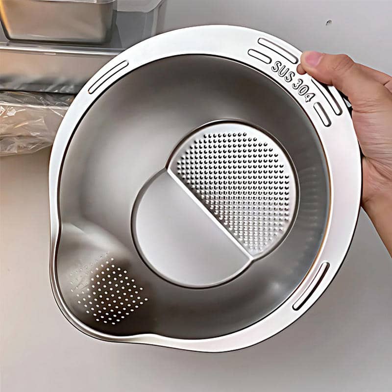 1pc Premium 304 Stainless Steel Colander – Food-safe Rice & Vegetable Washing Basin With Efficient Drain Basket, Ideal For Kitchen Use, Rice Strainer Colanders Shop Online at Dubai Trades 2