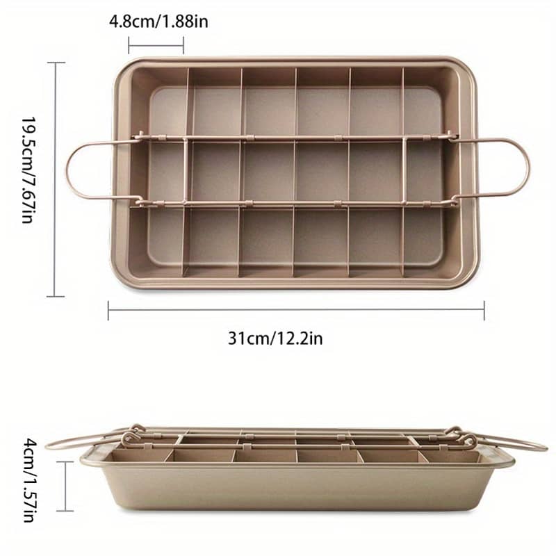 1pc Premium Stainless Steel Brownie Cake Pan With Dividers (12.2””) – 18-cavity For Baking, Durable & , Ideal For , , Essential Oven Baking Accessory, Brownie Baking Pan Bakeware Shop Online at Dubai Trades 2