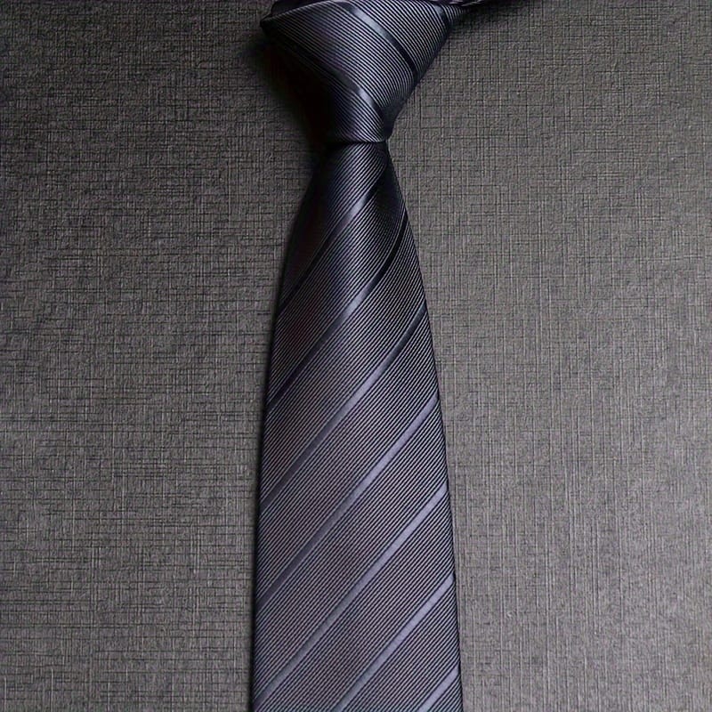 1pc Retro And Brief Style Tie, Black Gray Diagonal Striped Tie, For Men Suit Accessories, For Business Working Wedding Formal Occasions Good To Match Accessories Shop Online at Dubai Trades 2