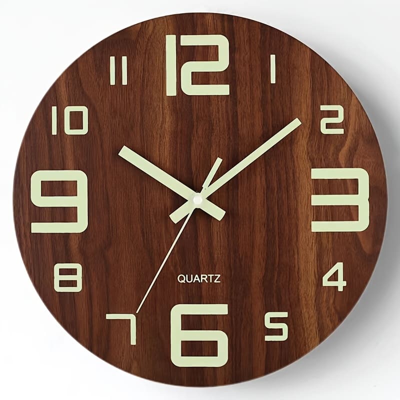 1pc Rustic Wooden Wall Clock, Silent Non-ticking Glow In Dark Kitchen & Bedroom Decor, Ideal Christmas & Thanksgiving Gift, Requires Aa Battery (not Included) Clocks Shop Online at Dubai Trades 2