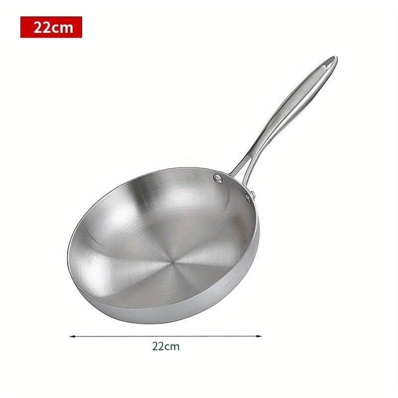 1pc Stainless Steel 304 Pan 304 Stainless Steel Frying Pan, Nonstick Pan Fried Steak Pot Uncoated Kitchen Cookware For Gas Stove And Induction Cooker Cookware Shop Online at Dubai Trades 2