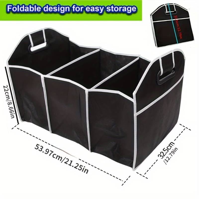 1pc Universal Car Trunk Organizer, Portable Foldable Waterproof Auto Storage Bag With 3 Compartments, For Suv, Truck, Van, Sedan Christmas Gift Automotive Shop Online at Dubai Trades 2