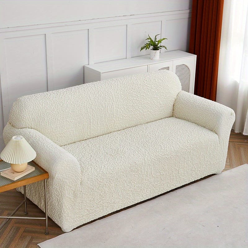 1pc Universal Seersucker Plain Sofa Slipcover, Non-slip Sofa Cover, Furniture Protector For Bedroom Office Living Room Home Decor (with Free Non-slip Fixing Stick) Fitted Sofa Slipcovers Shop Online at Dubai Trades 2
