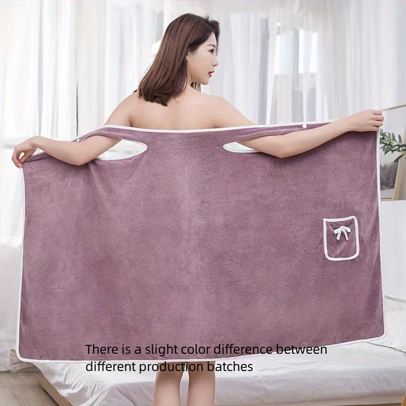 1pc Wearable Bath Towel, Bowknot Coral Velvet Bath Skirt For Adults, Water Absorption, Quick Drying, Bath Towel, Loss, Bath Supplies Bath Shop Online at Dubai Trades 2