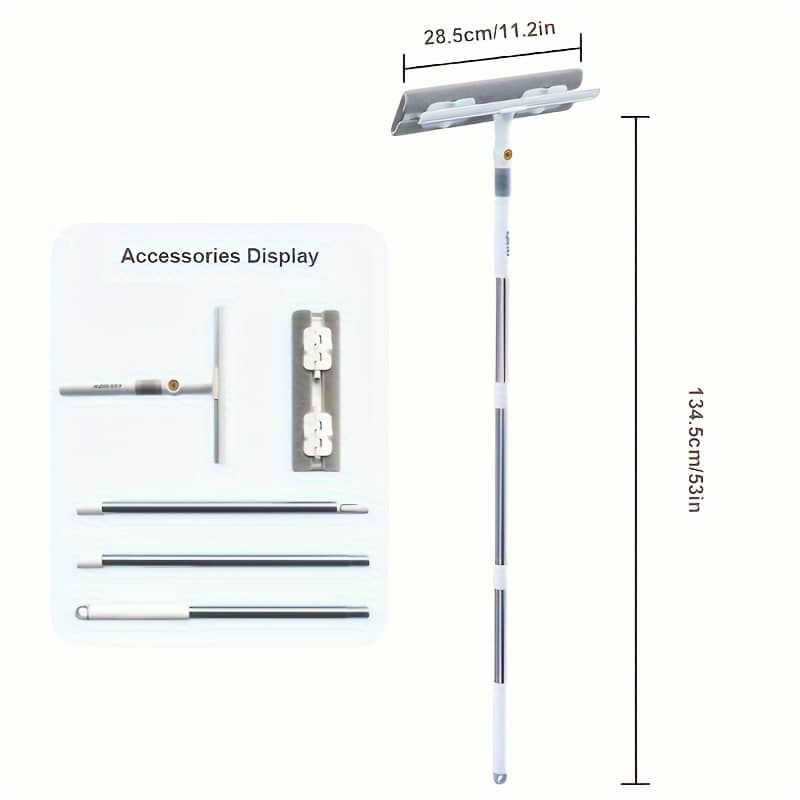 2-in-1 Glass Wiper, Multi-functional Plastic & Stainless Steel Window Cleaning Tool, Ideal For Bathroom, Outdoor, Wall, Floor, And Glass Surfaces Cleaning Supplies Shop Online at Dubai Trades 2